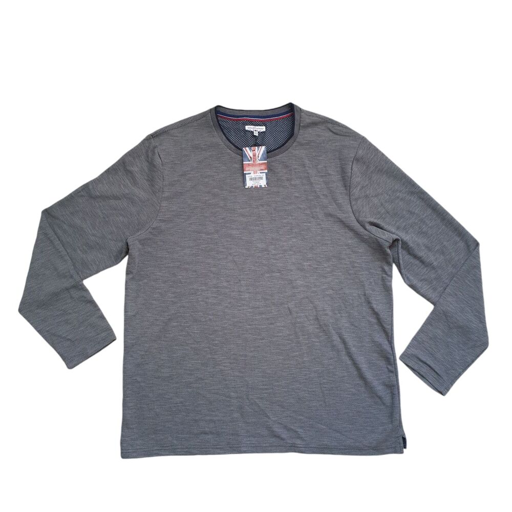 NWT English Laundry Long Sleeve Crew Neck Pullover Shirt Gray Mens XL